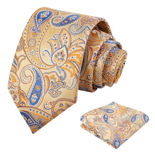 Image of Alizeal Mens 3.15'' Vintage Paisley Tie Pocket Square Set | Elegant Perfect for Banquet Wedding and Party