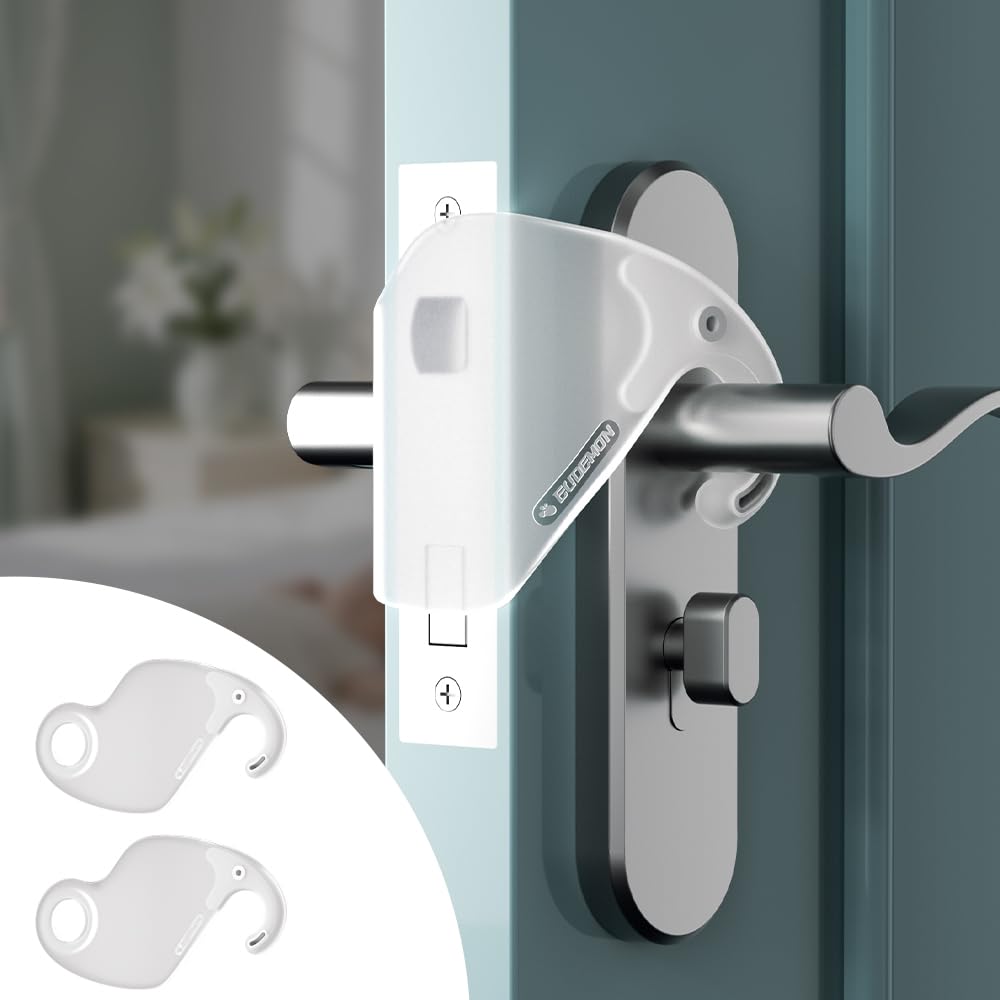 EUDEMON 2 Pack Child Proof Door Silencer, Quiet Close Cushion Pads for Noise Reduction, Baby Door Latch Cover Closer Prevent Slamming, Easy to Use (Transparent)