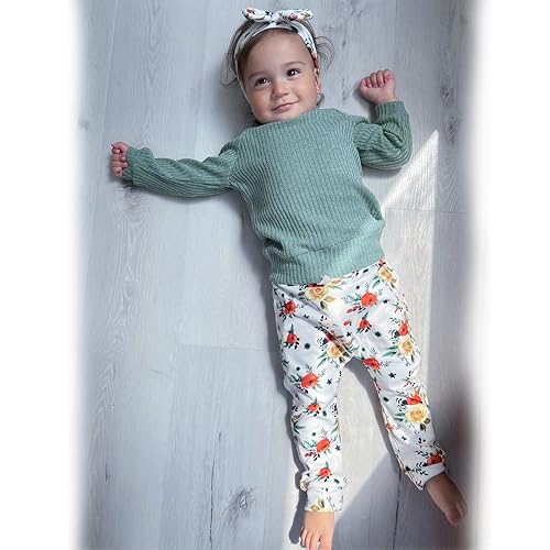 HINTINA Infant Baby Girl Knit Pullover Long Sleeve Sweater Outfits Fall Winter Clothes Clothing Set2