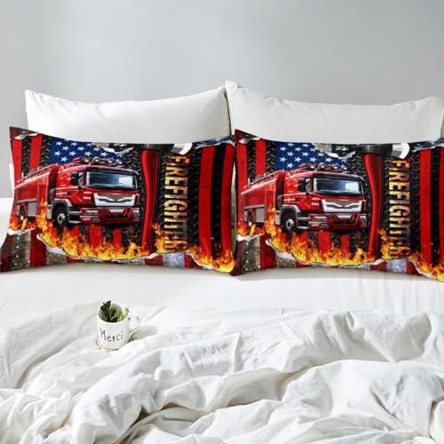 Housse de couette camion de pompier et 2 taies d'oreiller lit double - 6