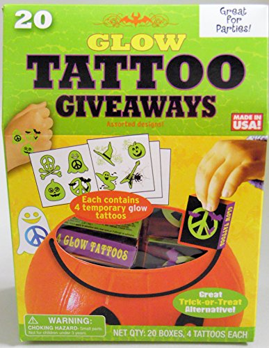 Glow in The Dark 2 Pack of 20 Individual Boxes Each Halloween Tattoo Giveaways for Trick or Treat