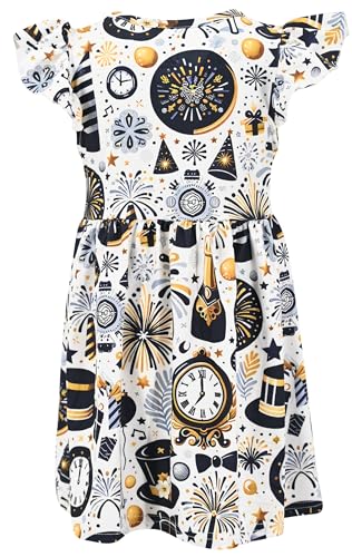 Image of Unique Baby Girls' Short Sleeve Everyday Printed Dresses for Kid and Toddler, Sizes 2T-12Y