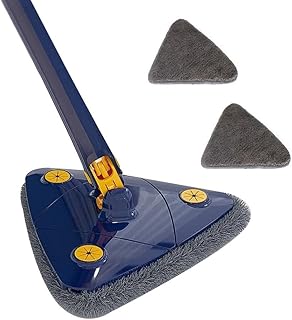 JCAKES Mops，Microfiber Mop，Wood Floor Mop，Flat Mop，360° Swivel Mop, Telescopic Adjustable Triangle Mop, Stainless Steel Handle Wet & Dry Mop with 2 Washable Pads for Hardwood, Tile, Glass Cleaning