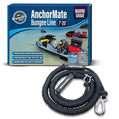 AnchorMate Bungee Line 7-25 ft | Anchoring Bungee Ropes for Boats, PWCs & Kayaks | Absorbs Shocks from Swells & Wind, Prevents Anchor Dislodging | Great for Mooring and Tethering Your Boat or Jet Ski - image 1