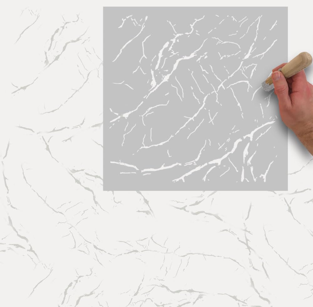 Marble Veins Pattern Stencil, Faux Marble Texture Craft - Reusable Home Decor Stencil, Paint on Any Surface 12x12