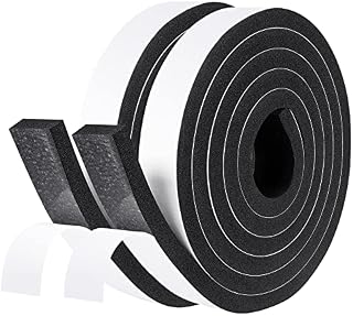 fowong Weather Stripping Self- Adhesive Foam Tape 6mm(W) x 3mm(T) Window Door Draught Excluder SoundProof Weather Strip Tape Seals for Gap Seal, 3 Rolls Total 15M Long