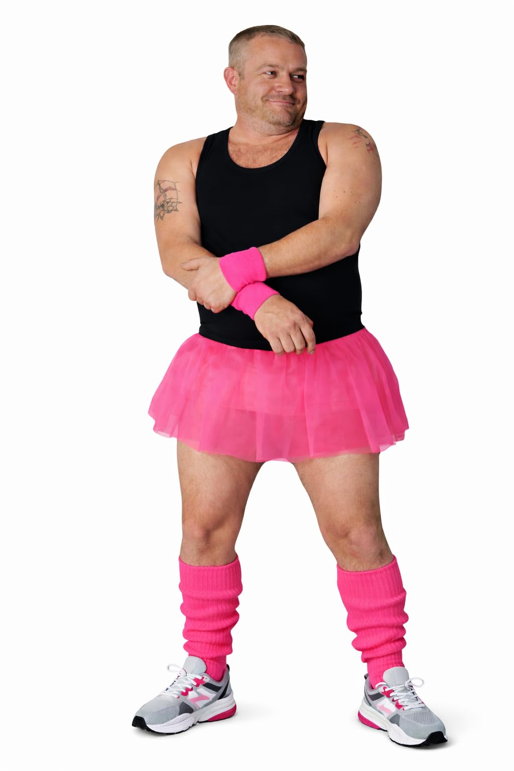 The Dragons Den Mens Stag Party Night Tutu Skirt Vest Top Leg Warmers & Wrist Cuffs 4 Piece Fancy Dress Set [L-XL]