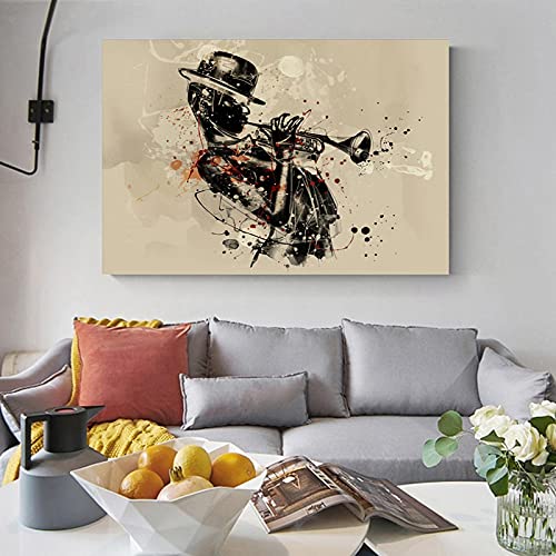 Affiches et gravures trompettiste femme art abstrait moderne 60x80cm
