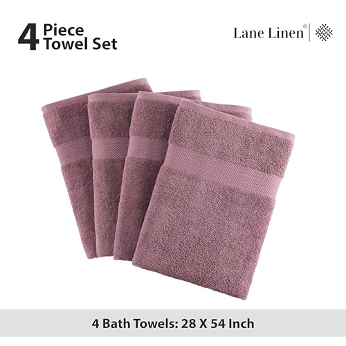 Premium Bath Towels Set of 4 (28"x54") - 100% Ring Spun Cotton Bathroom Towel 4 Pack - Quick Drying, Super Soft, Durable & Absorbent Large Towels Set - Oeko Tex Certified - Wistful Mauve