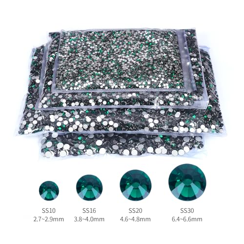 Image of 10000PCS Emerald Rhinestones Bulk, Flat Back Crystal Glass Stone Round Gems,SS10, 2.7-2.9mm