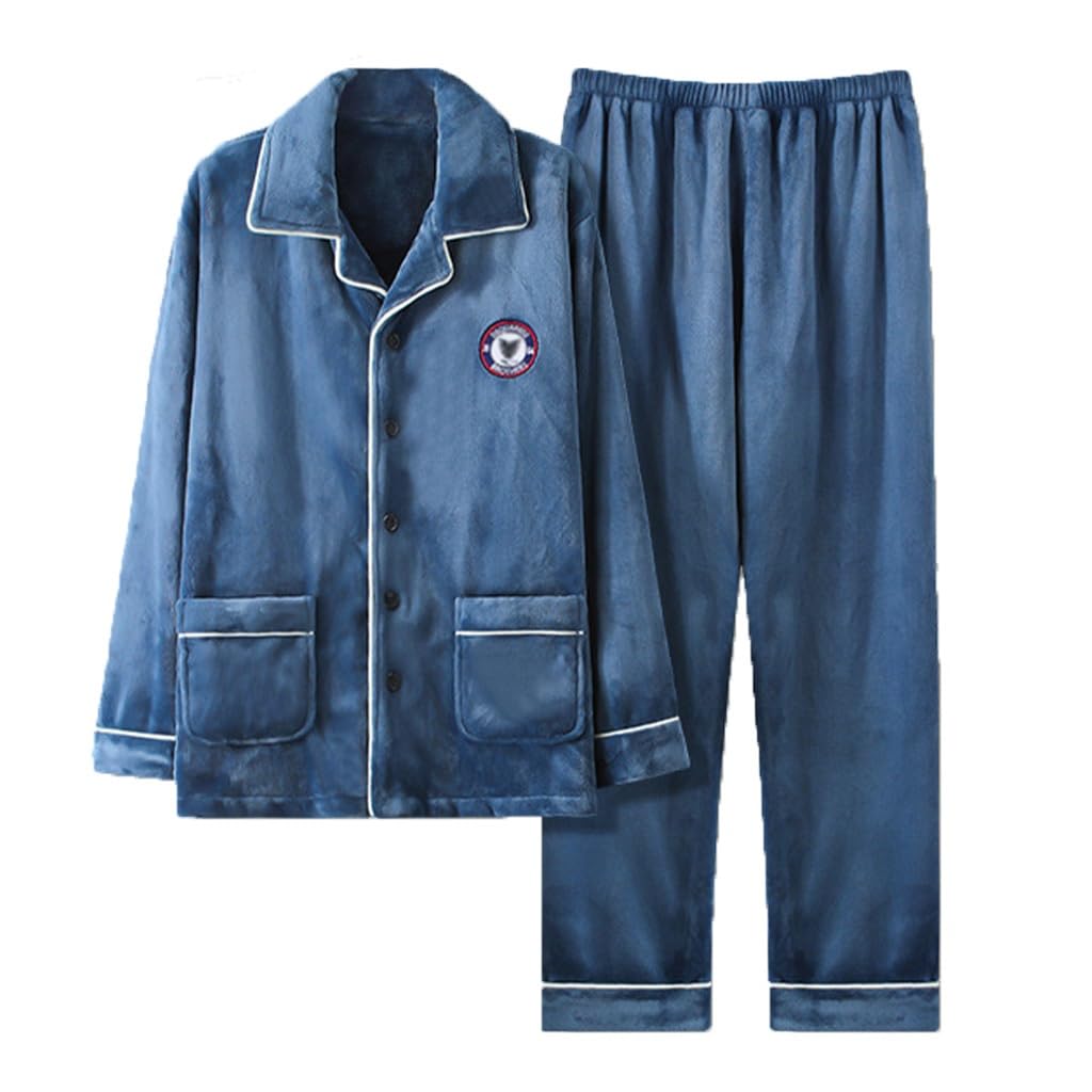 2 Set Fleece Pyjama Nachthemd Weiche Warme Pyjama Set Mit Hosen Und Tops Mit Lange Ärmel Loungewear Pyjama Schlafanzug Lang (Color : Light Grey, Size : XL)