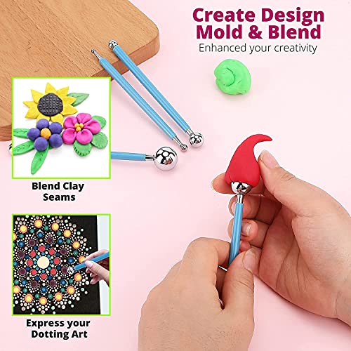 Image of DEZIINE 10 Pcs Ball Stylus Dotting Tools Clay Ceramics Pottery Carving Embossing Sculpting Set