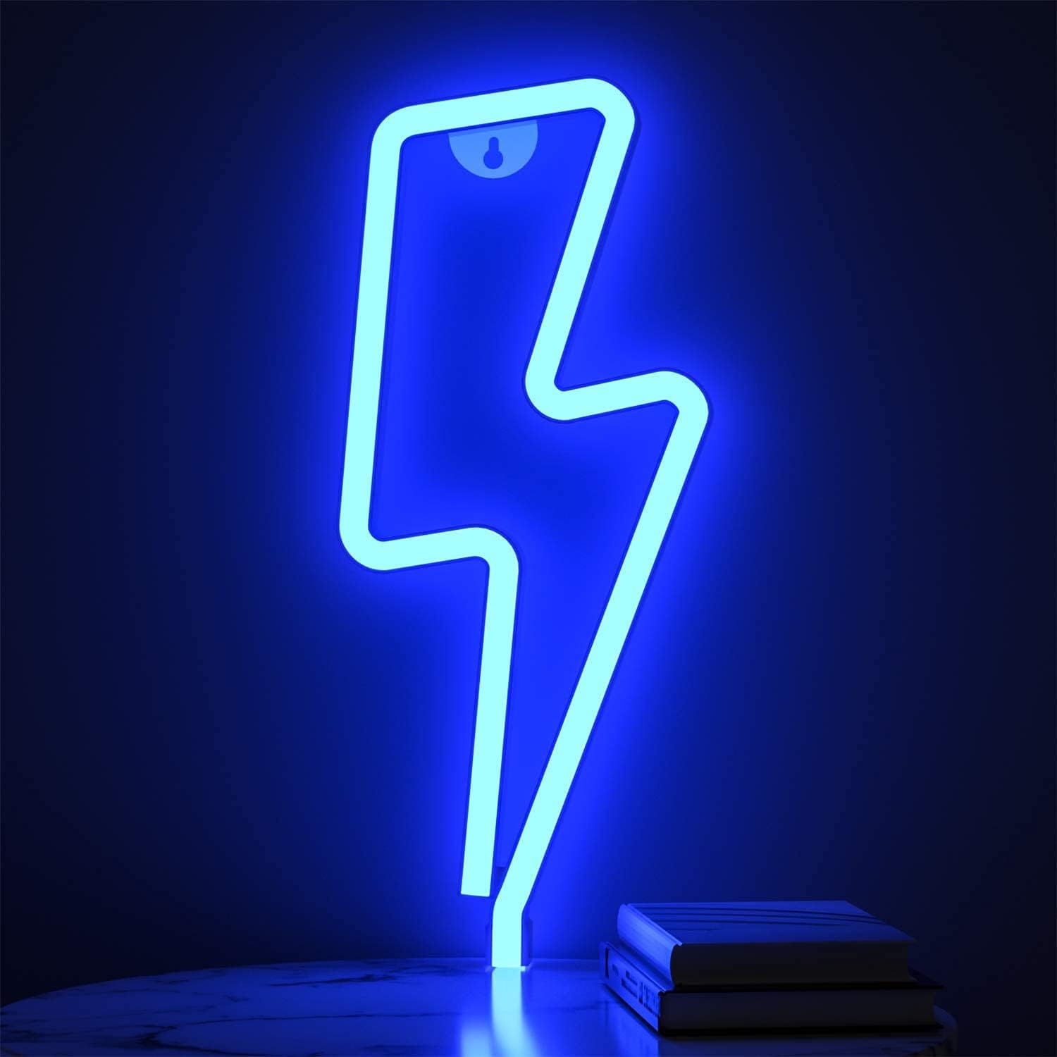 Lightning Bolt Neon Signs, LED Lightning Decor Light Neon Sign,Wall Decor for Home,Birthday Party,Kids Room, Living Room,Wedding Party Decoration,, Blue, W 35.8 x H 15.4 x L 2.6 cm