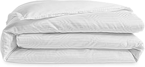 Colección Italian Tivoli - Funda de edredón Jacquard Full/Queen, color blanco