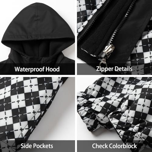 LittleSpring Toddler Boys Hooded Jackets for Kids Zip Up Reversible Coat Plaid Fall Winter Warm Waterproof Outerwear Clothes Black 2T4