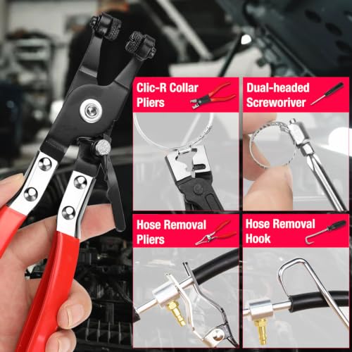Image of BETOOLL Hose Clamp Pliers 16PCS, Hose Clamp Removal Tool Kit with Long Reach & Flexible Wire Tools for Radiator, Heater, Coolant & Water Hoses
