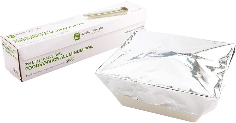 Restaurantware RW Base 18 Inch x 500 Feet Aluminum Foil 500 Oven-Safe Aluminum Foil Roll - Freezer-Safe Heavy Duty Silver Aluminum Foil Wrap With Cutter For Food