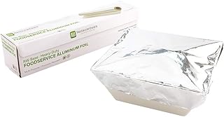 Restaurantware RW Base 18 Inch x 500 Feet Aluminum Foil 500 Oven-Safe Aluminum Foil Roll - Freezer-Safe Heavy Duty Silver Aluminum Foil Wrap With Cutter For Food