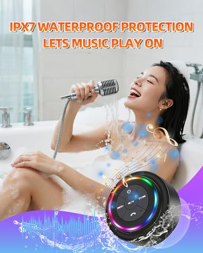 Image of Bluetooth Waterproof Shower Speaker Portable Wireless Speaker with Suction Cup Small Speakers Teen Gift Ideas for Shower Bathroom Pool Beach