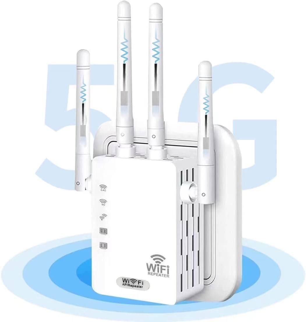 GUVGMY Répéteur WiFi Amplificateur WiFi Puissant 1200Mbps Dual Bande 5 GHz & 2,4 GHz WiFi