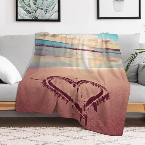 Couverture en flanelle douce Love Beach confortable et compacte 101x152 cm