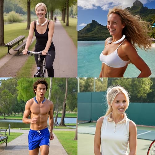 Image of Neck Cooling Tube with Insulated Bag - Reusable Ice Ring Neck Cooler Wrap Indoor Outdoor - Wearable Cooling Ring - Relief for Summer and Hot Flashes - Freezes Under 64℉ (Blue and White)