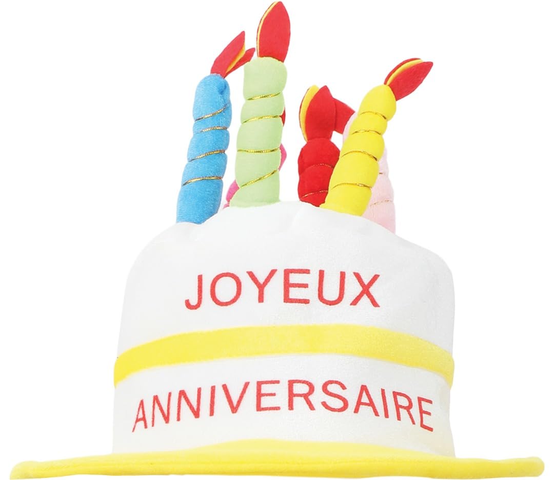 P’TIT CLOWN Chapeau Musical Happy Birthday – Forme Gâteau D’anniversaire, Velours, Piles Incluses – Adulte