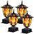 Dynaming Solar Flame Post Lights Outdoor, Solar Powered Lamps Fence Post Cap Lights, Flickering Flame LED Lantern Decorative Waterproof for Garden Deck Patio, Fit 4x4, 5x5 or 6x6 Wooden Posts, 4 Pack