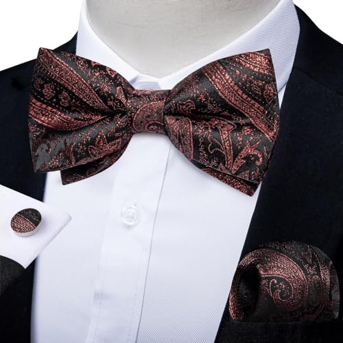 Corbatín preanudado para hombre en seda con diseño Paisley miniatura 2