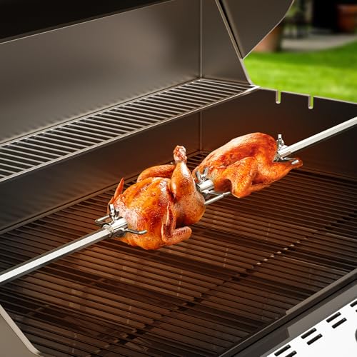 onlyfire Fleischnadeln für Grillspieß, Enthält Fleischklammer Doppelt und 2 Fleischnadel, Grill Fleischnadeln für Rotisserie, Geeignet für 12MM Hexagon, 10MM und 8 MM Quadratische Spießstangen