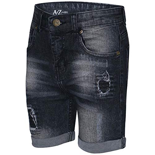 A2Z Kids Boys Shorts Denim Ripped Black Chino Bermuda Jeans Knee Length Pant 5-13 Yr2