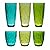 QG 14 & 23 Ounce Set of 6 Acrylic Plastic Iced Tea Cup Glass Tumbler in 3 Assorted Colors DF131141