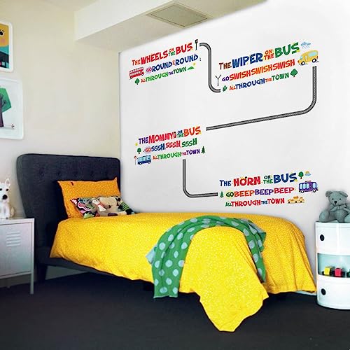 Sticker mural pour chambre bébé motif bus multicolore DEKOSH - 4