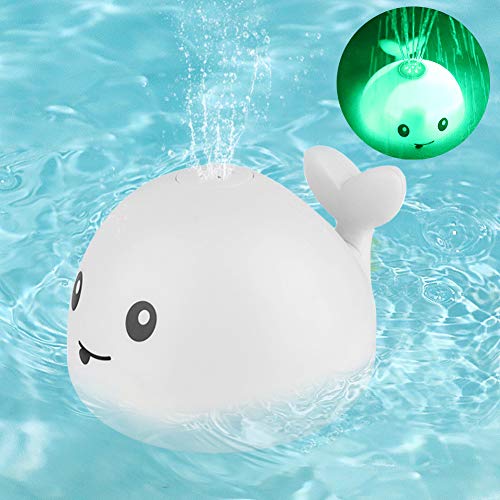 Leipal Baby Light Up Bath Tub Toys Whale Water Sprinkler Pool Toys for Toddlers Infants Kids (White)