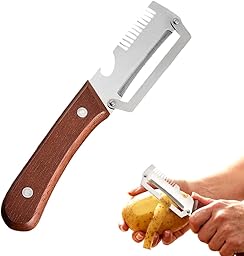 Multifunctional Vegetable Peeler for Kitchen, 2026 New 2 in 1 Stainless Steel Blade with Wooden Handle and Bottle Opener, Ultra-Sharp Kitchen Tool for Fruits and Vegetables (1)