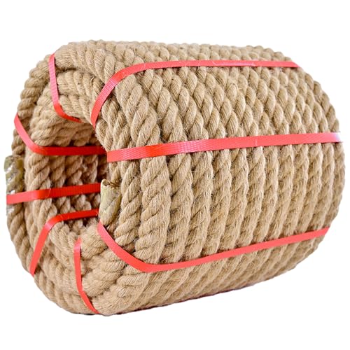 Jute Rope: Twisted Manila 25mm Natural Thick Hemp - Heavy Duty Tug of War & Home Decor 100 ft