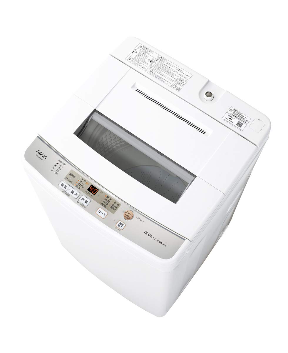 Amazon.co.jp: AQW-S60H-W(ホワイト) 全自動洗濯機 上開き 洗濯6kg 風 