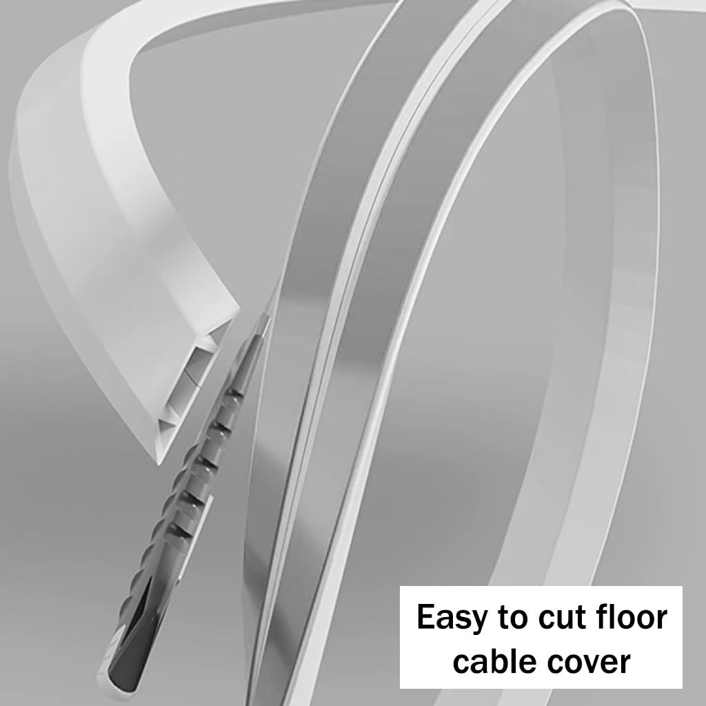 Cubrecables Trapezoidal Flexible De PVC Blando, Escondecables Autoadhesivo Fácil De Cortar, Fácil De Desenrollar/Evita Riesgos De Tropiezos(Negro,10M)