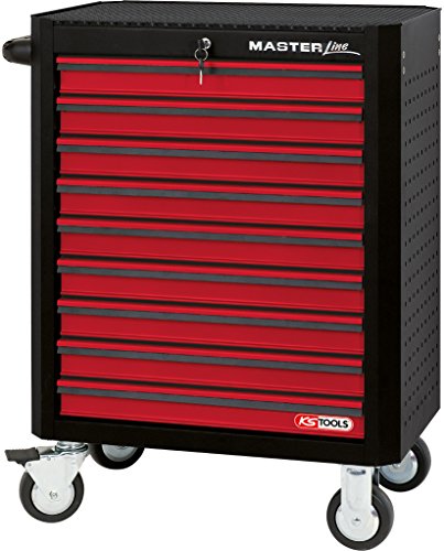 KS Tools 876.0009 MASTERline Werkstattwagen,mit 9 Schubladen schwarz/rot