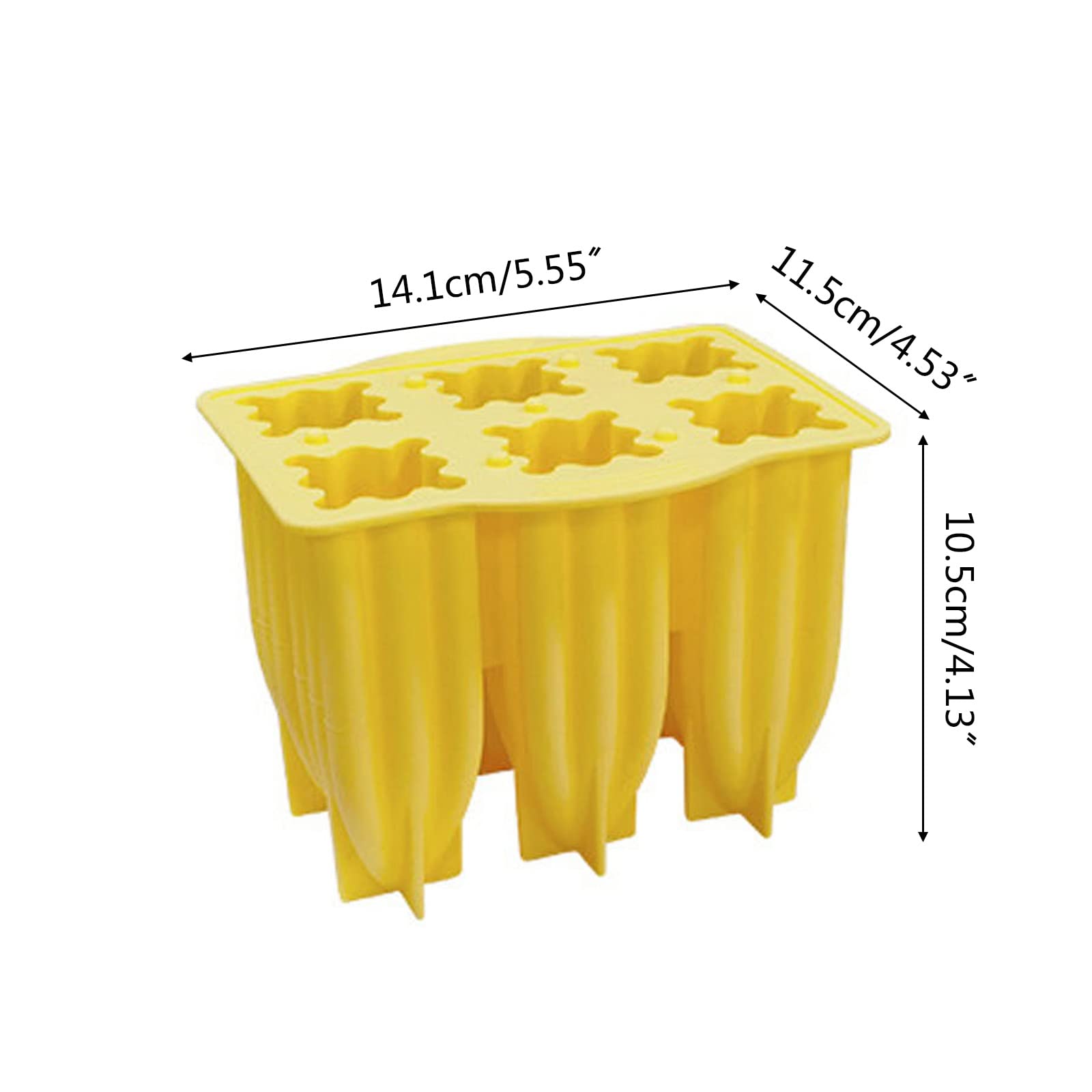 Molde for helado de 6 celdas for paletas hielo, moldes for, utensilios cocina, accesorios(Yellow)