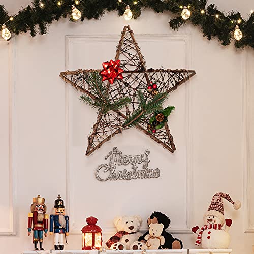 Soimiss Rattan Star Christmas Tree Star Topper Grapevine Star Wreath Natural Vine Branch Twig Wreath Xmas Holiday Decorations #TOP1