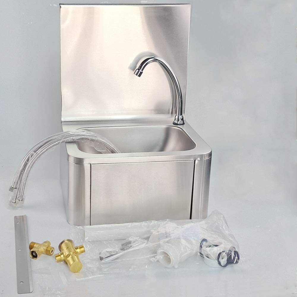 TAIMIKO Commercial Kitchen Knee Operated Hand Wash Sink Stainless Steel