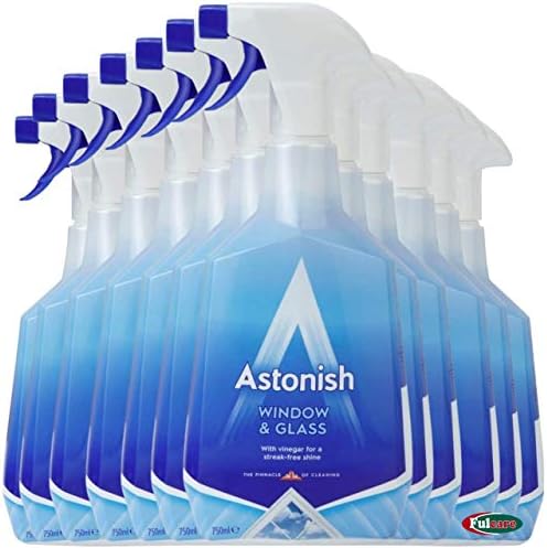 12 x Astonish Natural Window & Glass Vinegar Based Trigger Spray Cleaner 750ML