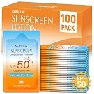 100 Pack Mini Sunscreen for Face and Body, SPF 50 Travel Size Sunscreen | Lightweight and Non-Greasy, Bulk Sunscreen for Summer Travel, Outdoor Sports and Activities, 0.19 OZ/Pack