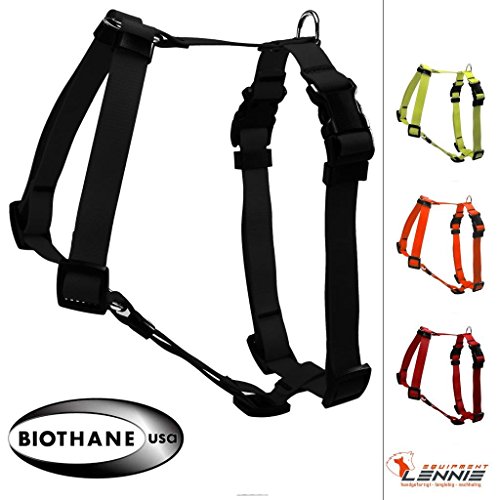 LENNIE BioThane Geschirr, verstellbar, Größe M, Farbe Schwarz, Hundegeschirr, Führgeschirr
