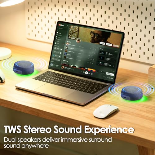 Image of Bluetooth Speaker Set Dual Pairing Stereo Sound,TWS & Magnetic Base - Portable Speaker with 10H Playtime(3H with Lights On),Wireless Speakers for TV Watching,Home Theater, Outdoor, Multi-Room