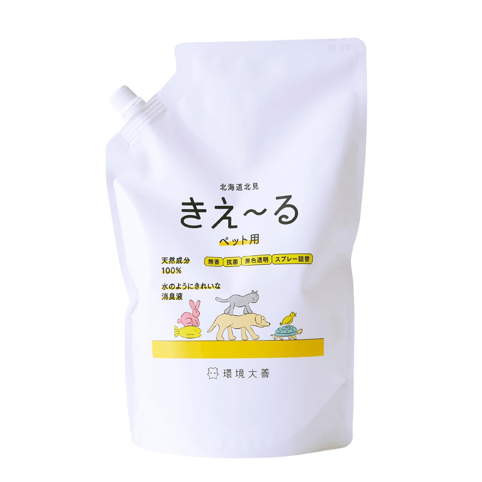 環境ダイゼン 環境大善 きえ~る 消臭液 ペット用 詰め替え 1L 無香 抗菌…
