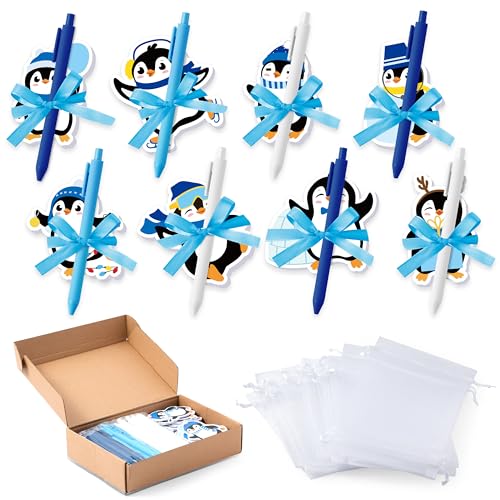 Xqumoi Winter Penguin Sticky Notes with Pen Gift Set -