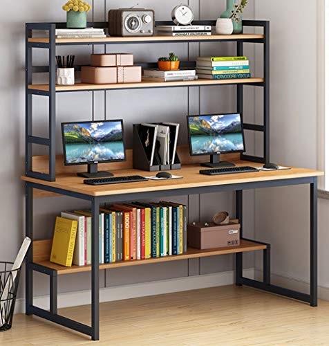 Lovinouse 2 in 1 55 Inch Computer Desk with Hutch, Modern Study Table Writing Desk with Bookshelf, PC Laptop Home Office Table Workstation for Small Spaces - Thumbnail 4