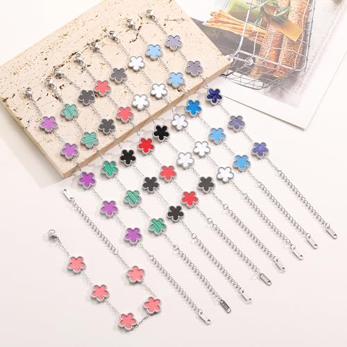 TICVSS 18K Gold Plated Four Leaf Clover Bracelet for Women - Elegant Lucky Charm Silver Chain Jewelry Gift - Image 6